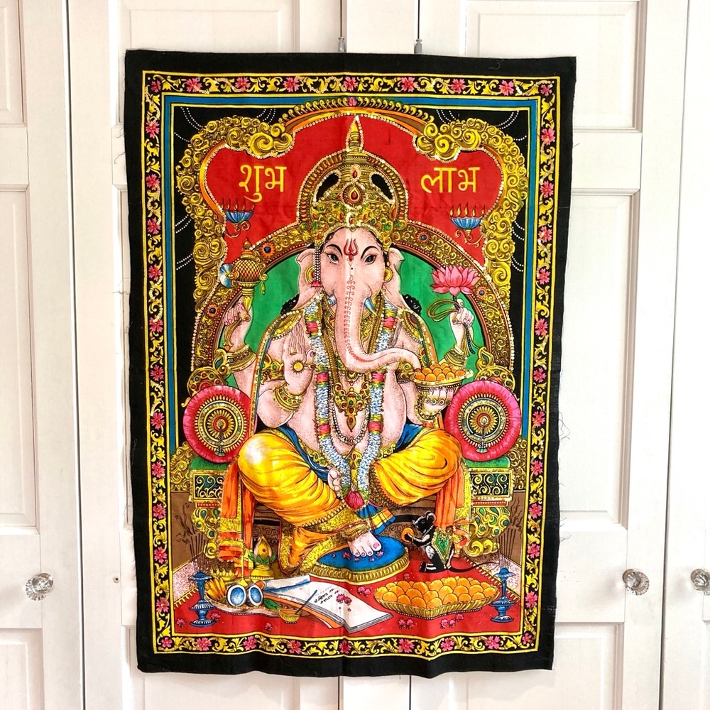 Gold Sequin Elephant Tapestry